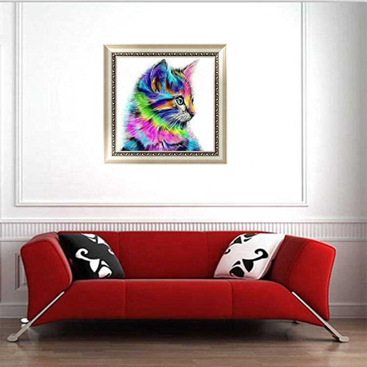 Custom 5D Full Drill Rhinestone Mosaic Diamond Painting Kit Wholesale Animal Cute Cat Square Drill Diamond Painting