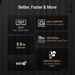 TUF B850-PLUS เล่นเกม TUF DDR5 AM5 B850 8000เมนบอร์ด ATX SATA WiFi 7 BT AURA RGB 2.5G LAN - Product Image 5