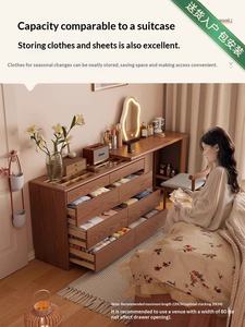 طاولة تسريح بتصميم إسكندنافي مع أدراج وخزانة تخزين مدمجة، طاولة مكياج بسيطة لغرفة النوم، خزانة تخزين بجانب السرير، مكتب زاوية من الخشب الصلب - Product Image 5