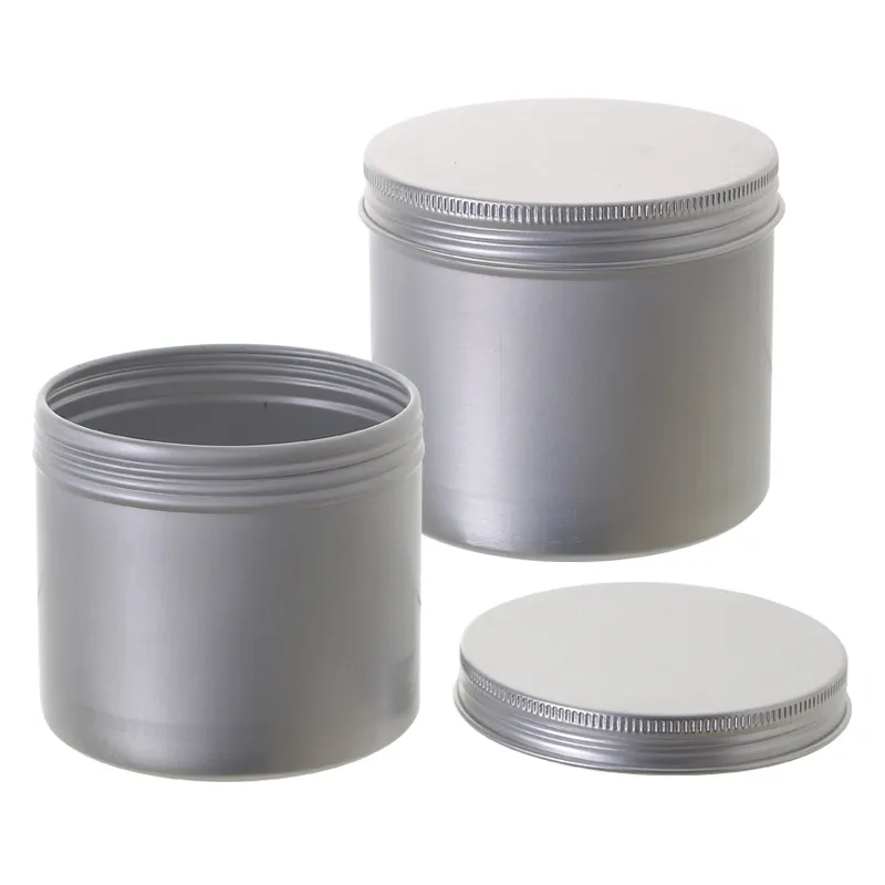 Rundschraubverschluss Aluminium-Glas 10 ml 50 ml 60 ml 100 ml 120 ml 150 ml 200 ml 2/4 Unzen Metall-Zinndose Seife Lippenbalsam Kosmetik-Kerzenbehälter