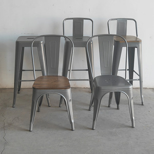 鉄製ダイニングチェア背もたれ付き工業スタイル屋外バーベキュー & カフェミルクティーショップ家庭用家具用ハイバーチェア - Product Image 2