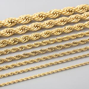 Cadena de Oro Sólido de 18K para Hombre de 7mm, Cadena de Cuerda Trenzada de Acero Inoxidable de 2-8mm, Cadena de Cuerda Trenzada de Oro de 18K de 6mm - Product Image 3