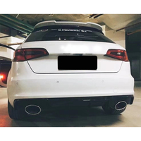 Diffuseur de pare-chocs arrière Style OEM RS3 pour Audi A3 8V Hatchback/Sportback (2014-2016) Découpes d'échappement double/quad Noir ou Argent