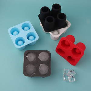 Four Hole Silicone Ice Tray Mold Round Sphere Reusable For Water Cola Whiskey Ice Ball Maker - Product Image 3