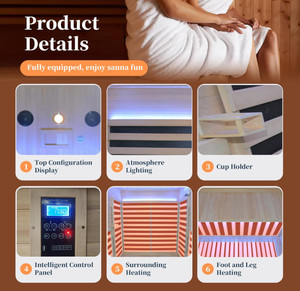 Sauna Infrarouge Personnalisé Meilleure Vente pour 2 Personnes, Sauna <span class=keywords><strong>d</strong></span>'Intérieur en Bois de Pruche, Cabine de Sauna Sec - Product Image 3