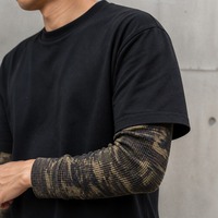 T-shirt à manches longues camouflage double couche, épaules tombantes personnalisées, unisexe, style hip-hop streetwear, vente en gros