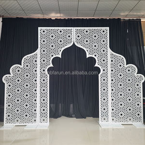 Panel <span class=keywords><strong>de</strong></span> Fondo Arqueado Blanco Moderno con Diseño Nuevo <span class=keywords><strong>de</strong></span> Fábrica FURUN, Marco <span class=keywords><strong>de</strong></span> Flores Talladas, Pantalla Metálica para Decoración <span class=keywords><strong>de</strong></span> Eventos y Bodas - Product Image 3