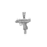 Collier pendentif pistolet Uzi plaqué or avec zircone cubique, chaîne corde, bijoux hip-hop streetwear pour hommes