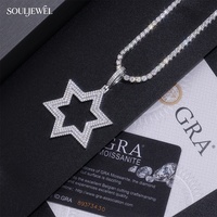Pendentif croix hip-hop en argent sterling 925 pour homme avec pierres précieuses en moissanite, accessoires de bijoux de mode, vente en gros