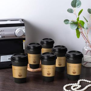Gobelet en papier imprimé avec logo personnalisé, avec couvercle anti-fuite, gobelet à café jetable pour boissons chaudes et froides et jus - Product Image 2