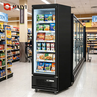 Congélateur vertical commercial avec porte en verre transparent, vente en gros d'usine, réfrigérateurs verticaux pour supermarchés