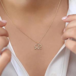 <b>Elephant</b> Pendant Necklace Gold Zinc Alloy Pave Setting Animal Shape Jewelry <b>Gift</b> - Product Image 4