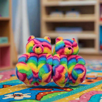 Chaussons Teddy Bear pour femmes, pantoufles d'intérieur douces et colorées en peluche, cadeaux, sandales de chambre douillettes