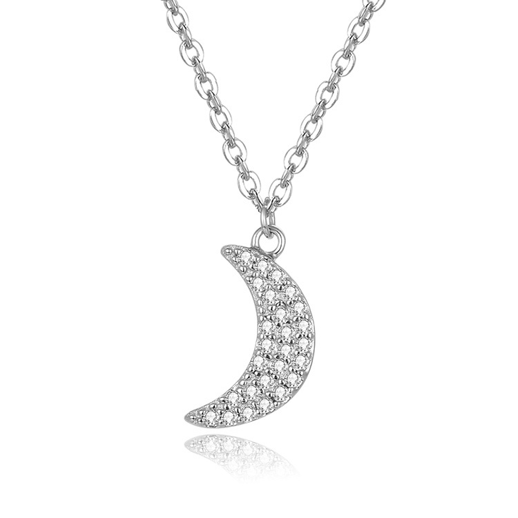 POLIVA Collares de moda de joyería de plata 925 de media luna blanca