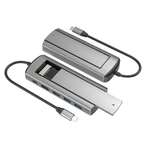 6-in-1 USB-C Hub & Dockingstation mit Festplattenspeicher (<span class=keywords><strong>M</strong></span>.2 NVMe SATA SSD) Typ-C Adapter für Macbook Pro - Aluminiumlegierung Lagerware - Product Image 1
