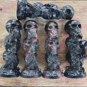 Venta al por mayor de <span class=keywords><strong>calaveras</strong></span> de granate y obsidiana naturales, recién llegadas, de cristal curativo de cuarzo, artesanía para decoración y regalo. - Product Image 4