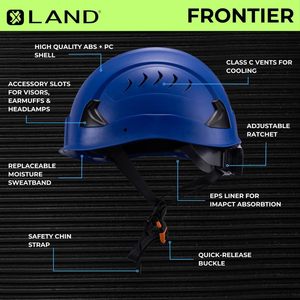 Casque de sécurité rigide ventilé de classe C avec visière transparente 52-63 cm bleu pour la construction - Product Image 4