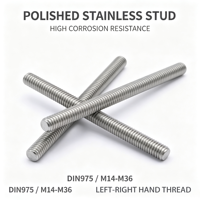 DIN975 Stainless Steel Threaded Bar Polished Full Thread Stud M14-M36 High Corrosion Resistant Black Zinc Custom Length Stud