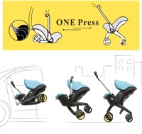 Poussette bébé convertible 4-en-1 de luxe avec nacelle