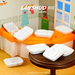 จานอาหารจิ๋วสีขาว Lanshuo ทำจากพลาสติกเรซิ่น อุปกรณ์ตกแต่งครัวบ้านตุ๊กตา สำหรับเด็ก ของเล่นจำลอง ของตกแต่ง - Product Image 1