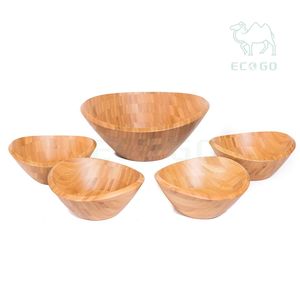Juego de cuencos de bambú de madera para ensalada, cuencos de bambú para servir frutas y ensaladas - Product Image 1