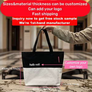 Customlogo lớn Vai Túi lưu niệm thuyền nặng vải màu đen và màu be nối bông vải hợp thời trang Tote Túi cho phụ nữ - Product Image 2