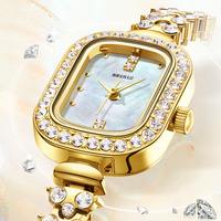 Reloj de Cuarzo de Lujo Mark Fairwhale con Perla Natural, Esfera Cuadrada/Redonda, Resistente al Agua 30m, Correa de Metal y Cristal, Reloj de Pulsera para Mujer FW-3010