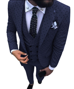 Abiti da <span class=keywords><strong>uomo</strong></span> LL124 Wave Point tre pezzi abiti da <span class=keywords><strong>uomo</strong></span> Casual da ufficio pendolare abiti da sposa (Blazer gilet + pantaloni) - Product Image 2