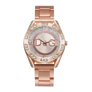 奢华水晶女性手链表2023顶级品牌时尚休闲石英全钢圆形表盘防水女性手表