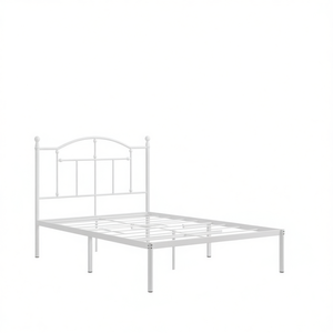 Letto Singolo Moderno in Acciaio Bianco, Design Rettangolare, Letti in Metallo, Arredamento Camera da Letto - Product Image 1