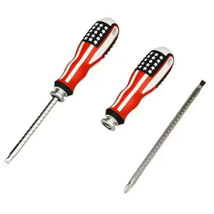 Tournevis à cliquet à fente magnétique 2 voies à double usage CRV Phillips et tête fendue avec drapeau américain - Product Image 2