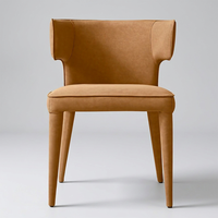Fauteuil de salle à manger en cuir Wing avec structure tubulaire en acier poli, chaise rembourrée pour cuisine, salon et restaurant