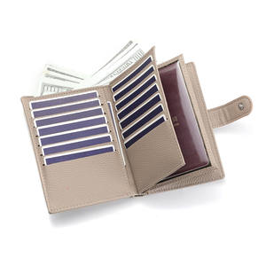 Porta pasaporte de cuero <span class=keywords><strong>PU</strong></span> multifunción, ranuras para tarjetas, bolsillo con cremallera, organizador de documentos de identificación, billetera de viaje de cuero vegano - Product Image 2