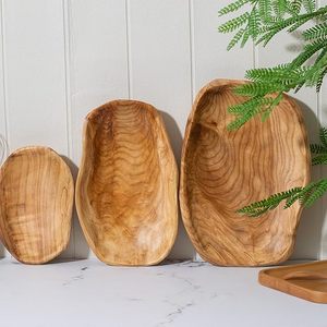 Bandeja de madera de raíz de <span class=keywords><strong>abeto</strong></span> Natural ecológica, plato de madera hecho a mano de 33cm para sándwich, pan, fruta, ensalada, aperitivo - Product Image 6
