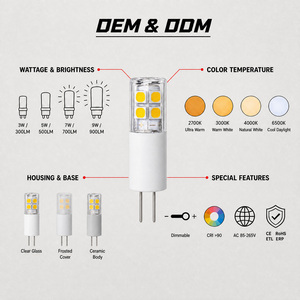 หลอดไฟ LED G4 2W SMD ปรับความสว่างได้ AC DC 12V 2700K 4000K 6000K ฐานเซรามิก ได้รับการรับรองมาตรฐาน CE RoHS ETL หลอดไฟ LED G4 - Product Image 5