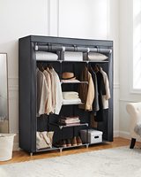 Armoire de rangement pliable en tissu à double niveau en métal, grande capacité de charge, pour vêtements d'enfants et salle de bain