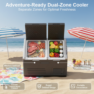55L 12V <b>Portable</b> <b>Fridge</b> Freezer Solar Powered Compressor Cooling China Factory Car Refrigerator Dual Cold Hot - Product Image 3