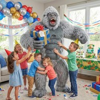 Costume de gorille gonflable géant pour adulte avec ventilateur à batterie, costume de mascotte singe gris pour Halloween, cosplay, fêtes et événements