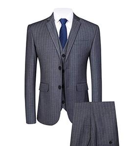 <span class=keywords><strong>Costume</strong></span> 3 pièces à fines rayures pour hommes, tenue décontractée coupe ajustée, costumes, blazer + <span class=keywords><strong>gilet</strong></span> + pantalon - Product Image 6