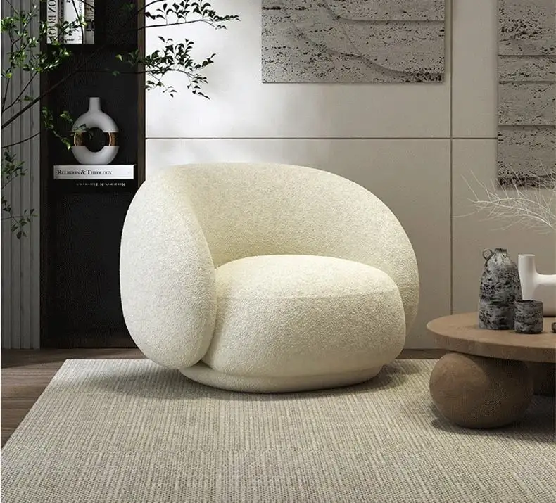 IStarpro beanbag design minimalista moderno piso sofá cordeiro lã alta encosto braço sofá cadeira única mobília da sala de estar