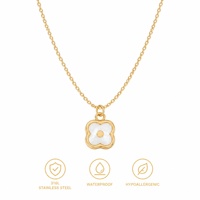 Collier à breloque trèfle délicat en forme de coquillage, plaqué or 18 carats, en acier inoxydable, bijoux de mode, vente en gros, prêt à expédier