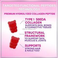 Gummies blanchissantes naturelles pour adultes sous marque privée, 500mg de peptides de collagène et vitamine C, collagène marin halal, traitement anti-rides