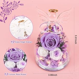 Wholesale Preserved Rose Forever Flower in Glass Angel Figurines Fresh Flowers for Delivery Prime Valentine's Day Birthday Gifts - Product Image 2