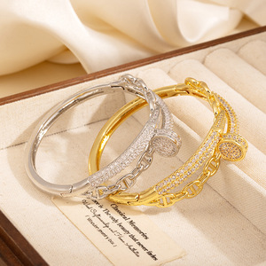 Fashion Chain <b>Bracelet</b> Gold Silver Plated <b>Copper</b> Alloy Micro Insert Zircon Inlay Women's Jewelry Gift - Product Image 4
