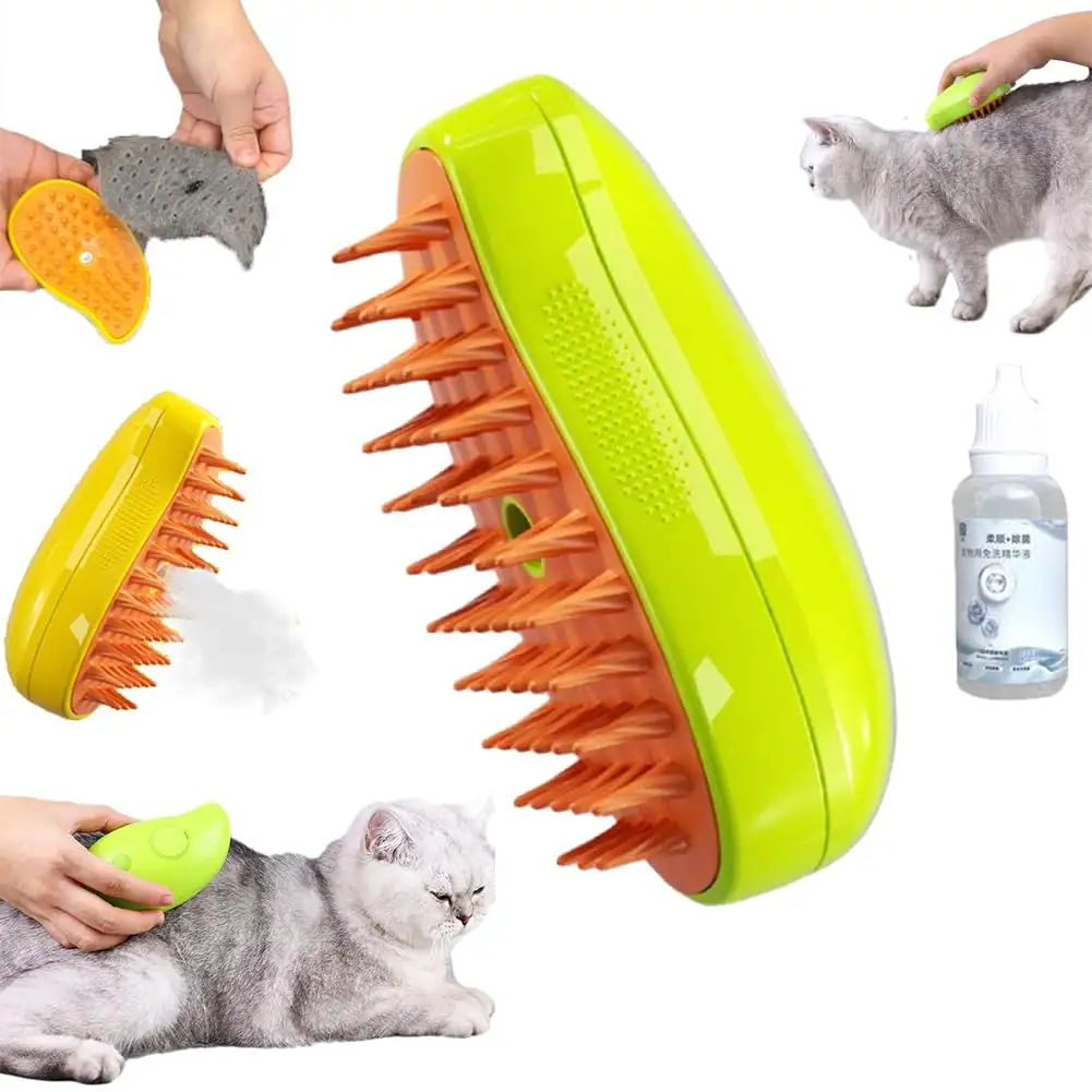 Multifuncional Cat Steam Brush com Leave-On Essence Cat Grooming Brush Pet Depilação Pente para Gato e Cão