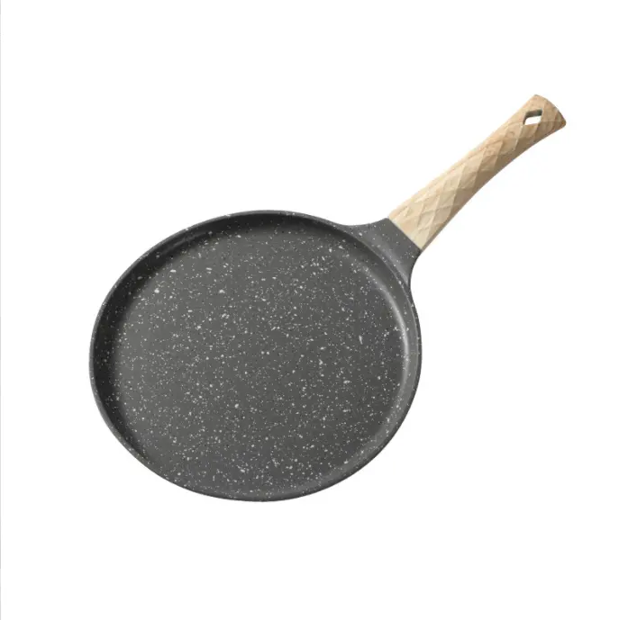 Harga pabrik 28cm Bbq Enamel peralatan masak Pizza Grill Pan besi cor penutup hitam Set kustom logam Logo kompor