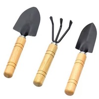 Set Alat Berkebun Tiga Bagian Sekop Kecil Kayu Sekop Mini untuk Tanaman Pot Alat Penggembur Tanah Pot Bunga Dalam Ruangan