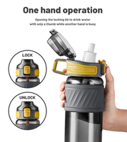Bouteille d'eau de sport Tritan de qualité alimentaire 5-600 ml avec logo personnalisé, anti-fuite, avec paille, portable, pour voyage en extérieur, pour enfants, rentrée scolaire, vente en gros
