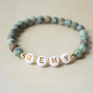 <strong>Personalised</strong> Bracelet Custom Name KATE Gemstone Beaded Bracelet Dainty Handmade Birthday <strong>Gift</strong> for Mom Daughter - Product Image 3