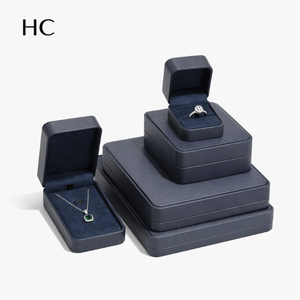 Boîte à bijoux de luxe personnalisée en cuir PU avec couvercle rabattable, insert en velours, estampage à chaud, logo personnalisé, vente en gros d'usine - Product Image 6